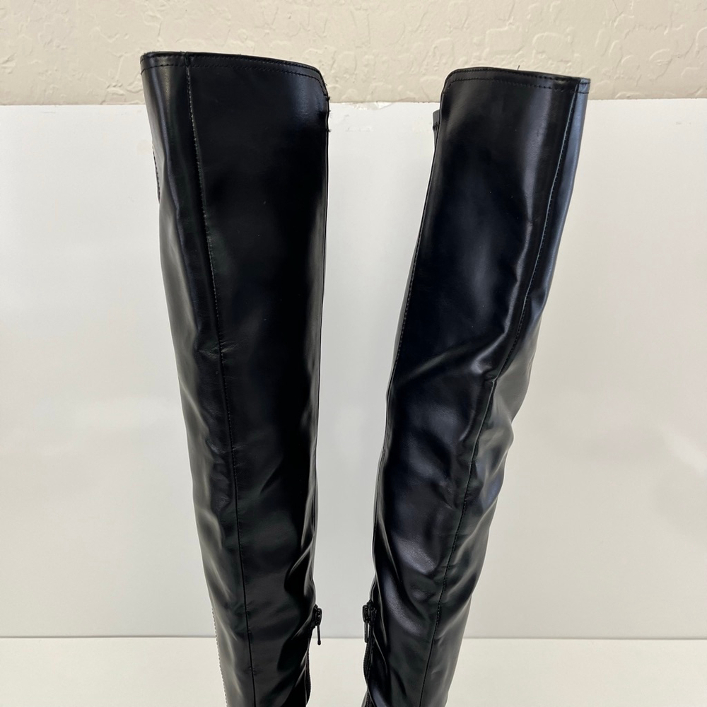 Black Over The Knee Boots Low Block Heel Buckle Riding Boots Size 5 DV Dolce Vit - Picture 6 of 17